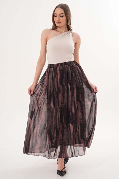 soi fashion Patterned Long Chiffon Skirt