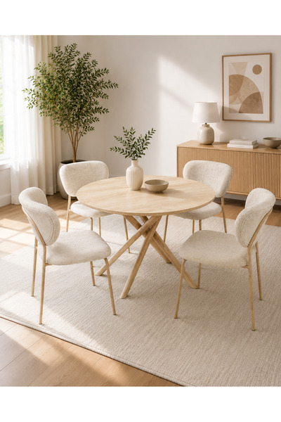 TrentonGCC Luxury Modern Round Dining Table Set for 6 – Top Dining Table with...