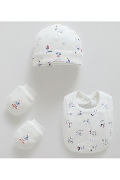 phokaia İncibaby Caramell 100% Organic Cotton Soft Textured Marine Detailed S...