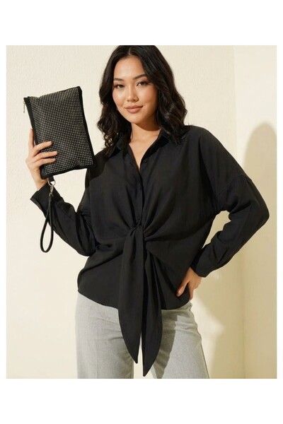 EsSo butik Modal Fabric Shirt with Front Tie Detail