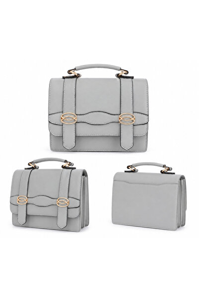 Gernic Light Grey Faux Leather Satchel Bag for Women