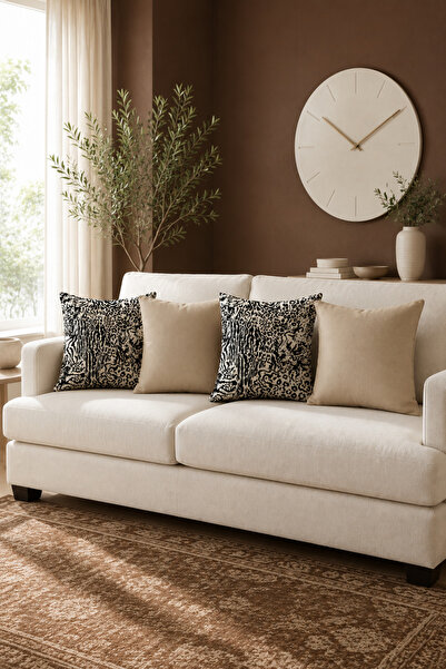 Bebişim Halı Set de 4 huse de pernă cu model zebră, pernă decorativă