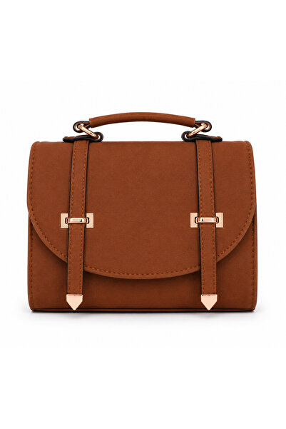 Generic Women’s Elegant Tan Leather Satchel Handbag with Double Straps and Go...