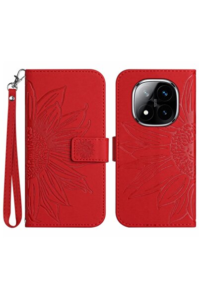 sscase Sun Flower Θήκη Πορτοφόλι Red (Xiaomi Redmi Note 14 Pro 4G)