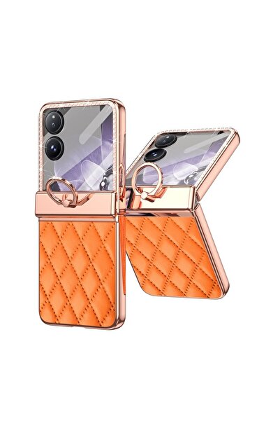 sscase Rhombus and Strass Σκληρή Θήκη με Δαχτυλίδι Orange (Xiaomi Mix Flip 5G)