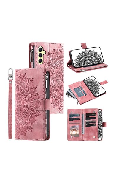 sscase Flowers Embossed θήκη Πορτοφόλι Pink (Samsung Galaxy A05s)