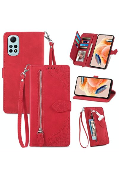 sscase Embossed Flower Θήκη Πορτοφόλι Red (Xiaomi Redmi Note 12 Pro 4G)