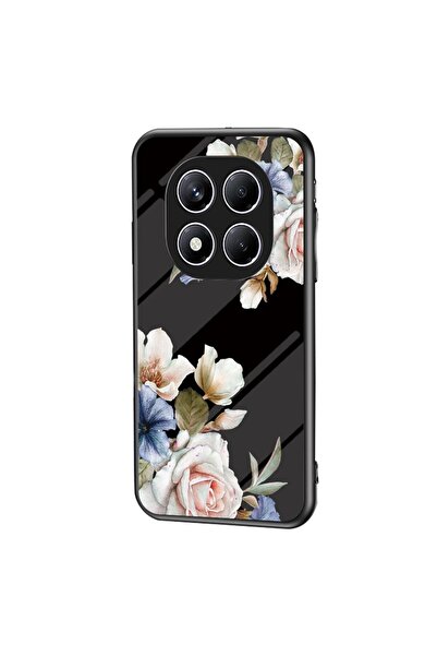 sscase Floral Σκληρή Θήκη με Τζάμι Black Flower (Xiaomi Redmi Note 14 Pro 4G)