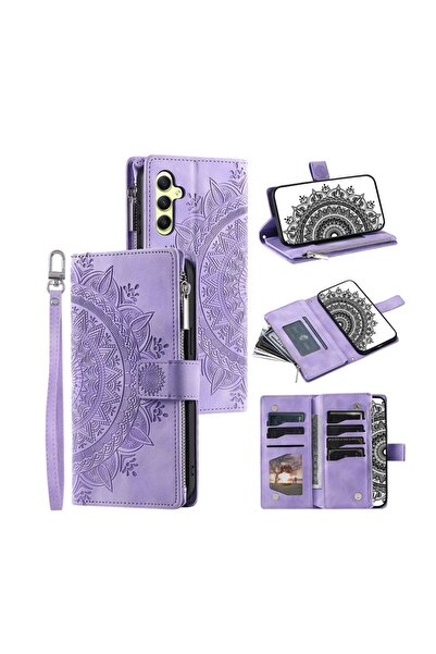 sscase Flowers Embossed θήκη Πορτοφόλι Purple (Samsung Galaxy A05s)