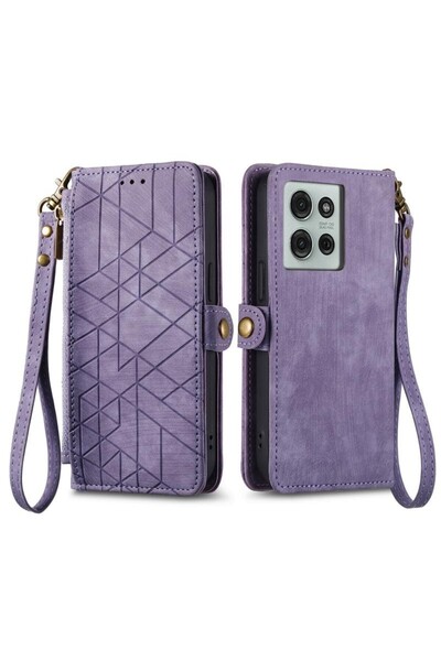 sscase Geometry Zipper Θήκη Πορτοφόλι Purple (Motorola Moto G75 5G)