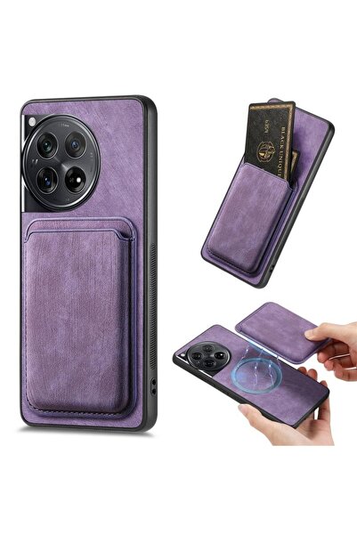 sscase Retro Leather Card Bag Magnetic Phone Case Purple (OnePlus 12 5G)