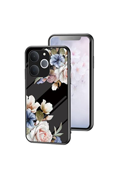 sscase Floral Σκληρή Θήκη με Τζάμι Black Flower (Realme C71 4G)