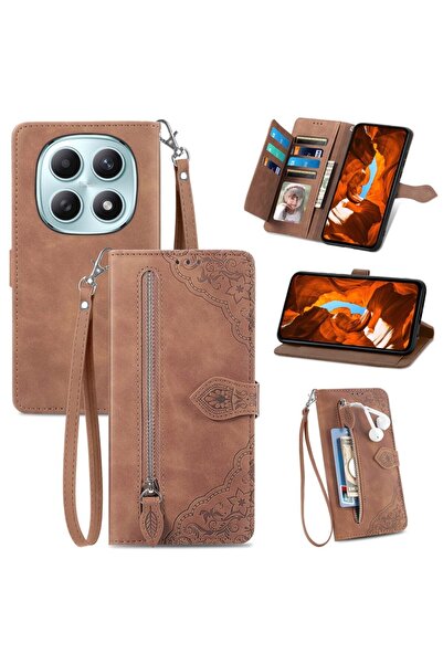 sscase Flower Zipper Θήκη Πορτοφόλι Brown (Xiaomi Redmi Note 15 5G/Poco M8 5G)