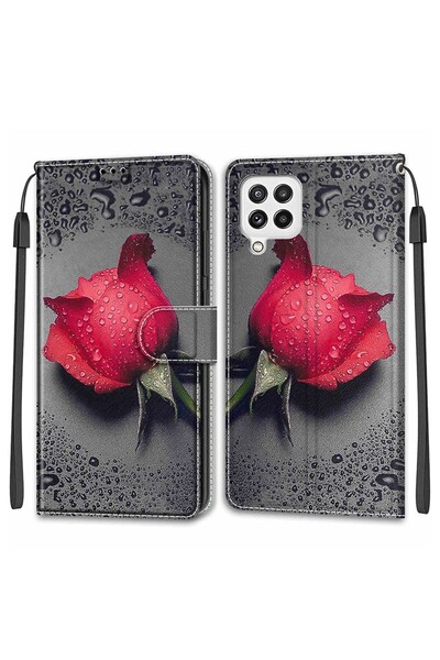 sscase Water and Roses Θήκη Πορτοφόλι Black Water Rose (Samsung Galaxy A22 4G)