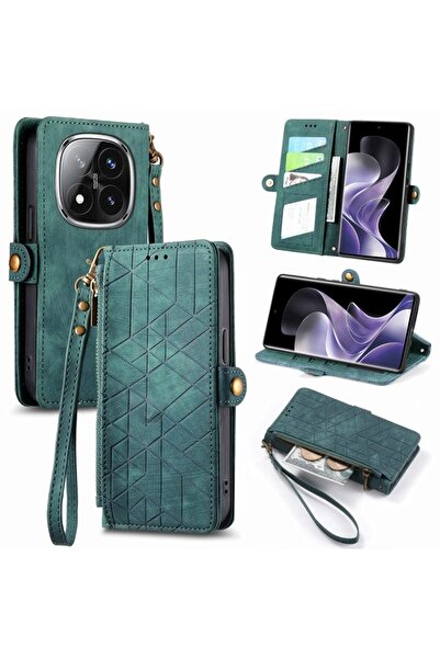 sscase Geometry Zipper Θήκη Πορτοφόλι Green (Xiaomi Redmi Note 14 Pro 5G/Poco...