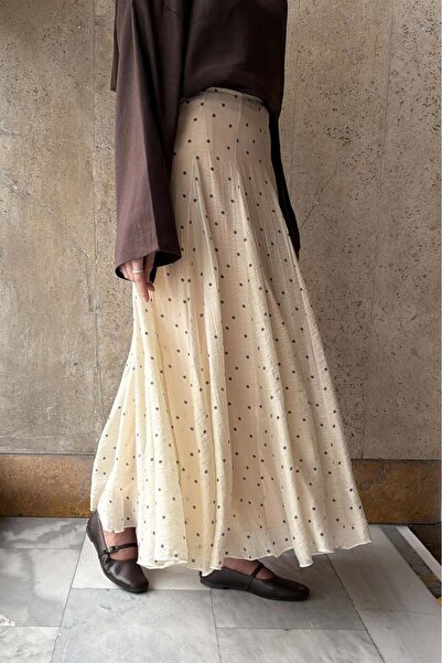 Faya Boutique Aura Butteryellow Vual Keten Puantiye Etek