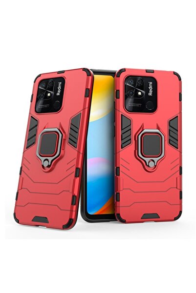 sscase Θήκη Ring Armor με Βάση Στήριξης Κόκκινη (Xiaomi Redmi 10C)