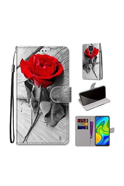 sscase Wood and Roses Θήκη Πορτοφόλι Wood Red Rose (Xiaomi Redmi Note 9)