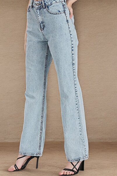 Livik Urban Blue Women's High Waist Wide Leg Denim