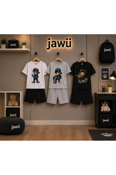 JAWÜ STYLE SET COMBINAT 3 PIESE pentru băieți, cu imprimeu COOL KIDS (3 SETURI)