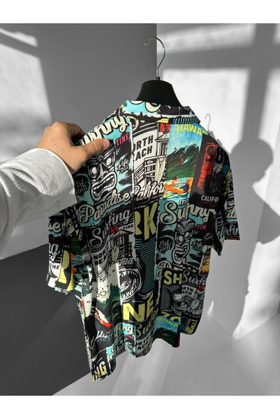 BUPPO Paradise Surfing Patterned Summer Efil Efil Alaçatı Shirt