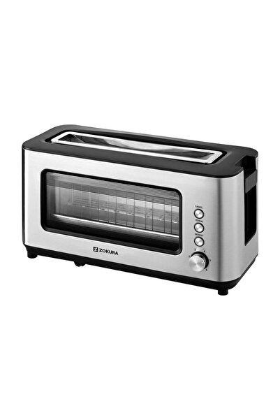 Zokura Z1237 Toaster, 2-Slice, Glass Window, 1200W, 6 Browning Levels, Silver