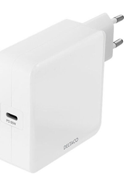 DELTACO Ασύρματος φορτιστής με θύρα USB-C 65W Λευκός