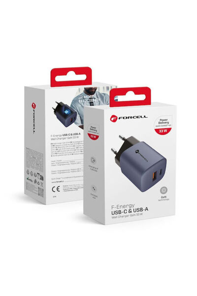 Forcell Φορτιστής Χωρίς Καλώδιο με Θύρα USB-A και Θύρα USB-C, Παροχή Ισχύος 3...