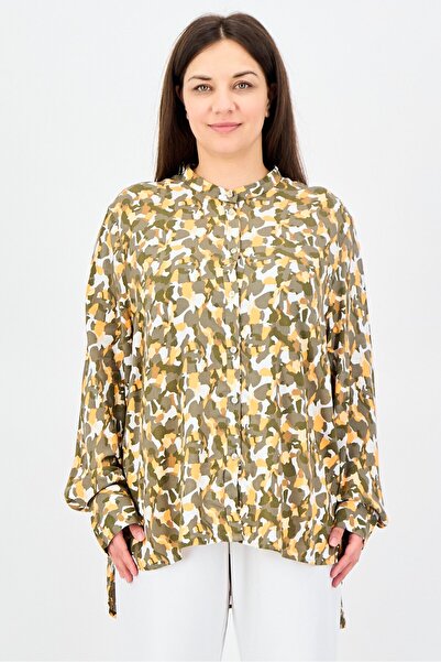 Fire & Glory Women Band Collar Long Sleeve Camouflage Shirt, Multcolor