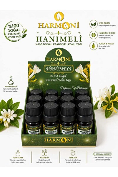 HARMONİ HANIMELİ Çiçeği Esansiyel Uçucu Koku 10ML 12'li Stant Difüzör Esansı ...