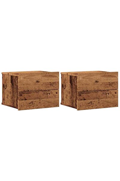 vidaxl Noptiere de perete, 2 buc., lemn vechi, 40x32x30 cm