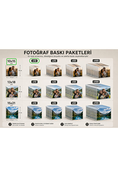 10 Adet 10x15 HD Fotoğraf Baskısı – Parlak Premium Baskı