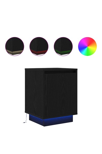 vidaxl Noptiera cu lumini LED Negru 38x34x50 cm