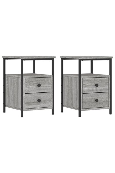 vidaxl Noptiere, 2 buc., gri sonoma, 34x35,5x50 cm, lemn compozit