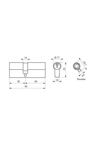 THIRARD Cilindru cu profil european STD, 30 x 60 mm, finisaj alb, 3 chei