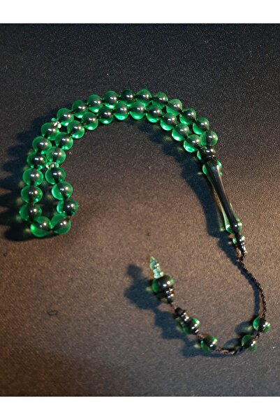 MRYart Round Translucent Green Powder Amber 33-Piece Prayer Beads