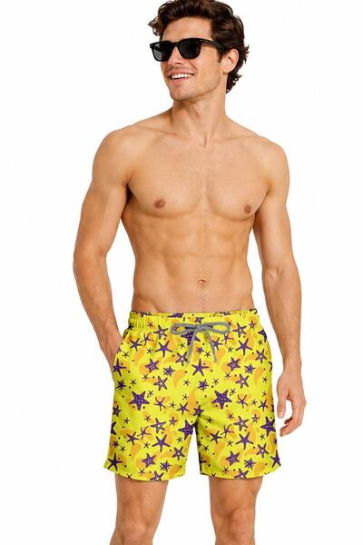 Miami Beach Pantaloni scurți de plajă pentru bărbați, imprimați digital, cu p...