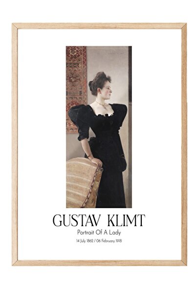 Postifull Gustav Klimt - Portret dame, slika u drvenom okviru, umetnička seri...