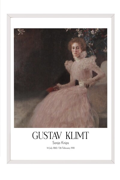 Postifull Gustav Klimt - Sonja Knips, Tablou înrămat alb, Seria de artă NR:11...