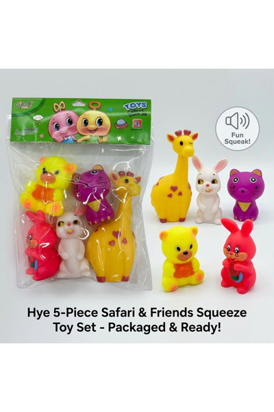 PlayFun Σετ 5 Μαλακών Ελαστικών Ζωάκια για Μωρά (για το Πάνω και το Κάτω Μέρο...