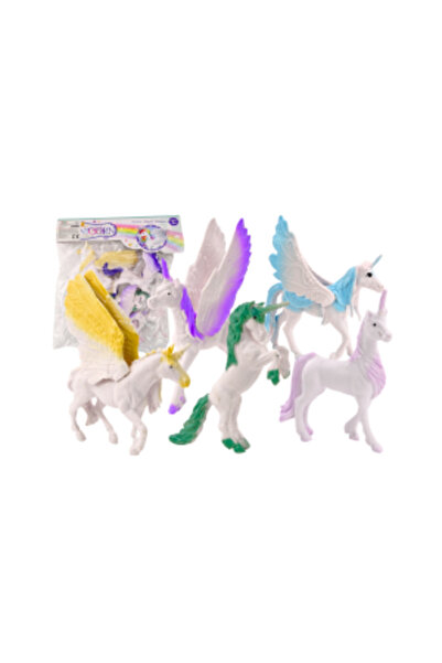 PlayFun Set figurine unicorn Pegasus aripi magice alba 6 buc 6511110050068