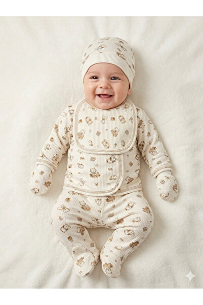 Hece Bebe طقم ملابس للمستشفى مكون من 5 قطع من القطن بنسبة 100% بنمط قطة حديثة...