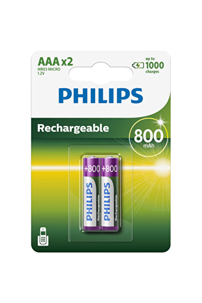 Philips R03B2Α80/GRS Επαναφορτιζόμενες μπαταρίες προ-φορτισμένες Ni-Mh 2 τμχ ...