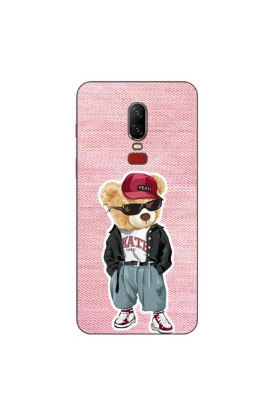 OEM Θήκη συμβατή με OnePlus 6 από σιλικόνη gel TPU με σχέδιο Ροζ Τζιν Αρκούδα