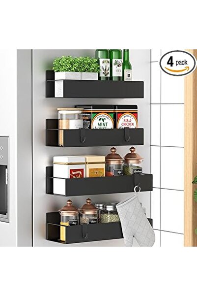 Arabest 4-Pack Magnetic Spice Storage Rack for Refrigerator & Oven, Black Fri...