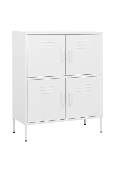 vidaxl Storage cabinet, white, 80x35x101.5 cm, steel
