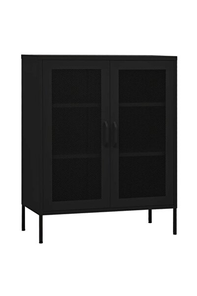 vidaxl Storage cabinet, black, 80x35x101.5 cm, steel