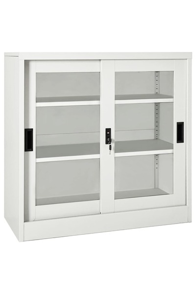 vidaxl Sliding door wardrobe, light grey, 90x40x90 cm, steel