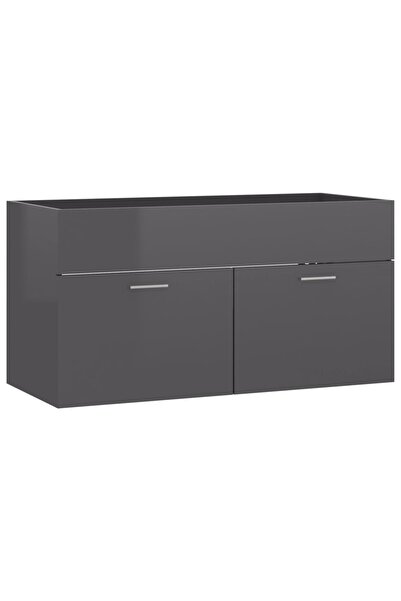 vidaxl Sink cabinet, high-gloss grey, 90x38.5x46 cm, chipboard