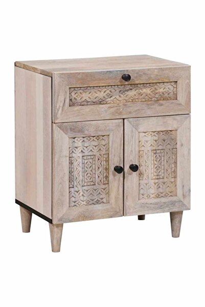 vidaxl Dulap de noapte cu ușă Bej 50 x 33 x 60 cm Lemn masiv de acacia